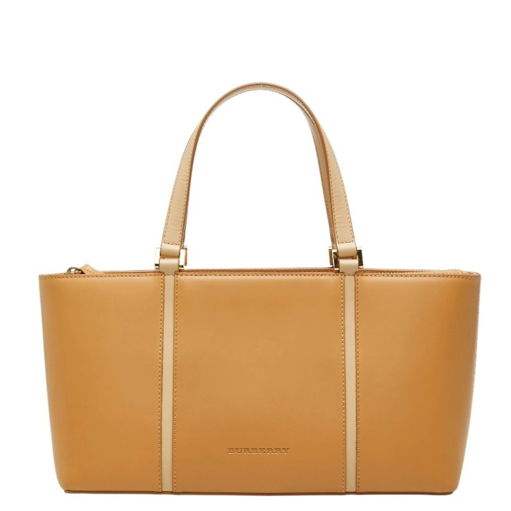 Burberry Nova Check Tote Bag Handbag Beige Leather Women's BURBERRY